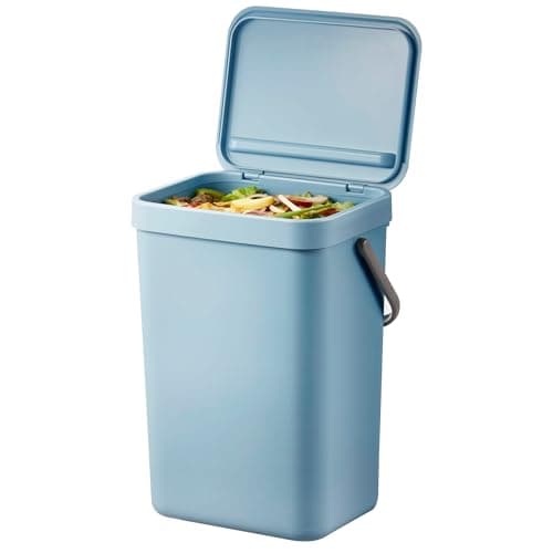 Image of EKO Puro Extra Large Caddy,Wall Mountable or Hanging Titanium Blue Bin,Perfect for Kitchen & Home, 12 Litre