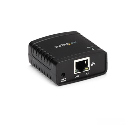 Image of StarTech.com 10/100Mbps Ethernet to USB 2.0 Network Print Server - Windows 10 - LPR - LAN USB Print Server Adapter (PM1115U2)