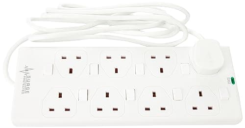 Image of PRO ELEC PL15339 3m 8 Way Individually Switched Surge Protected Extension Lead, White