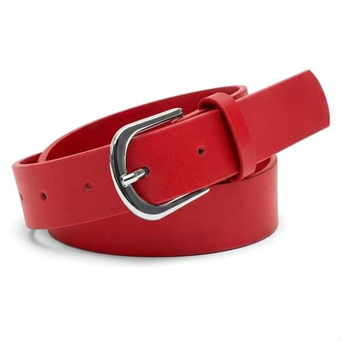 Image of BlackButterfly Women's Genuine 100% Leather Jeans Dress Belt (Red, XXL)