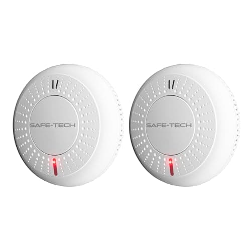 Image of SAFE TECH Smoke Alarm, Wireless Interconnected Smoke Detector 10 Year Sensor Life, Fire Alarm with LED Indicator Low Battery and Fault Warning for House and Bedroom, 2 Pack