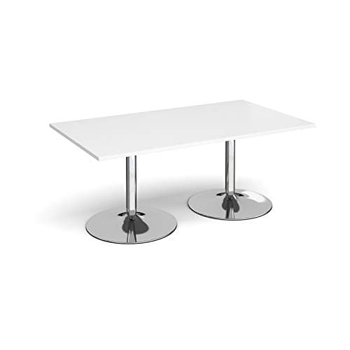 Image of Mr Office Trumpet base rectangular boardroom table - chrome frame, White, 1800