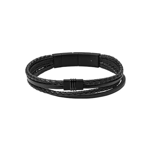 Image of Fossil Bracelet for Men Vintage Casual, Inner Length: 175mm - 190mm black Stainless Steel Bracelet, JF03098001