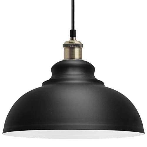 Image of Long Life Lamp Company Retro Vintage Dome Pendant Light Black Ceiling Light Shade Industrial Antique Brass Holder M0081