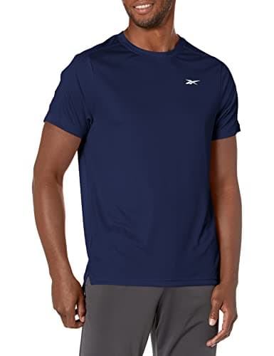 Image of Reebok Men's Ready-to-Workout T-Shirt, Vector Navy/Small White Vector Logo, L