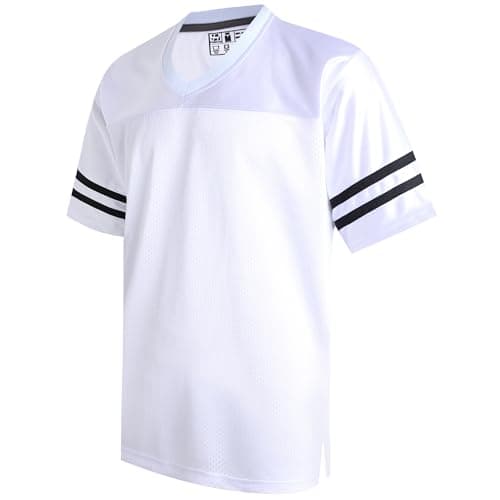 Image of Pullonsy Replica Football Jerseys for Men Unisex Classic Blank Workout Sport Shirts Casual Fitness Outfits, Black Stripe-white Jersey, L