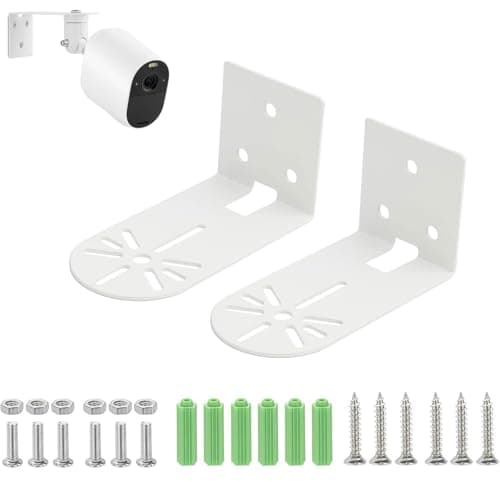 Image of JOYOLA 2 Pcs Camera Wall Mount, Adhesive Wall Mount Bracket, Metal Wall Bracket Stand Holder, No Drilling, Universal Pole Mount Mounting Bracket with Screws & Anchors for Bullet/Dome/PTZ Cameras