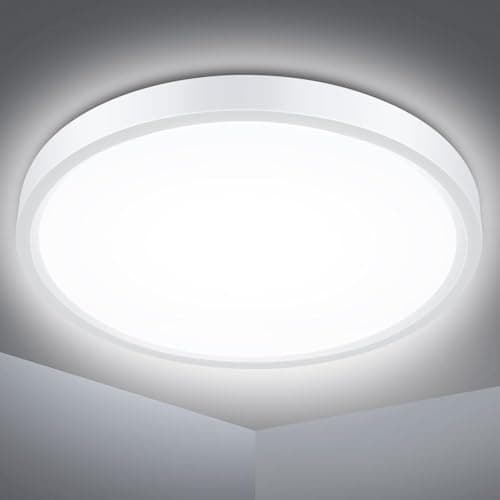 Image of Defurhome Bathroom Ceiling Light,15W,5000K Daylight White, Waterproof IP54,Dome,Modern,Flush Ceiling Light for Kitchen,Toilet,Porch,Bedroom,Utility Room,Ø18CM(White)