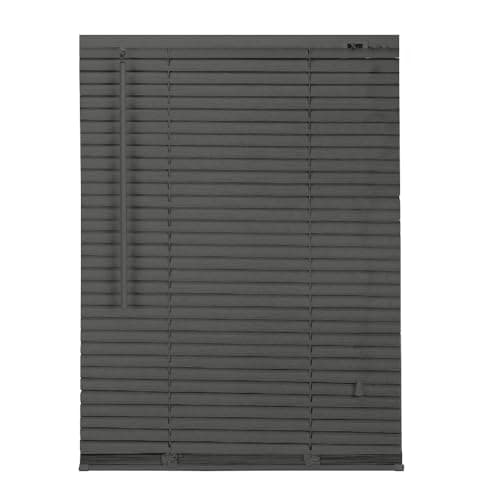 Image of APEX FURNISHINGS PVC Venetian Blinds - 25mm Slats Easy Fit PVC Window Blinds Child Safe Fittings Trimmable curtains Windows Shutters for Home Office (Grey Embossed 60W x 150L cm)