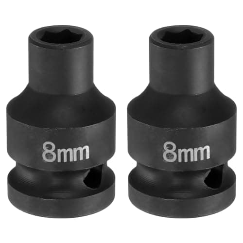 Image of sourcing map 2pcs 6 Point Impact Socket 8mm Metric Socket 1/2" Square Drive 1.5" (38mm) Long Phosphated Cr-Mo Steel Spindle Axle Hex Nut Sockets, Black