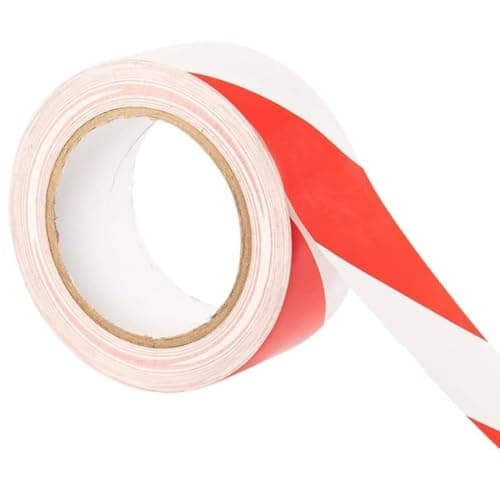 Image of GTSE Hazard Tape Red and White, 50mm (2") x 33m, Strong Adhesive Warning/Caution Tape, Floor Marking Tape, 1 Roll