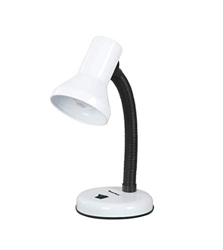 Image of Innoteck 25W Adjustable Desk Lamp with Flexible Arm, Metal Table Lamp with E27 Bulb Base, Mains Powered, Study & Bedside Reading Lamp, White