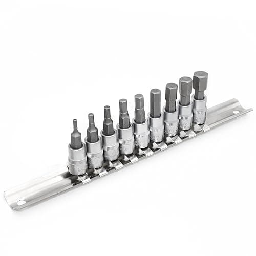 Image of DAKCOS Hex Bit Socket Set - 1/4" Drive, 9 Pieces SAE Allen Key Socket Set, 3/32"-3/8", S2 Alloy Steel, CR-V Drive