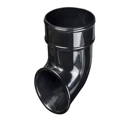 Image of Black Half 112mm Round Plastic UPVC Guttering 68mm Downpipes Rainwater Fittings (Shoe)