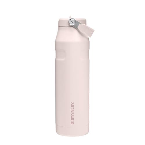 Image of Stanley 1913 Flip Straw Sports Water Bottle with Straw 1.06L - 15 Hours Cold - 4 Days Iced - Stainless Steel - BPA Free - Leak Resistant - Fits in Cup Holder - Dishwasher Safe - Rose Quartz