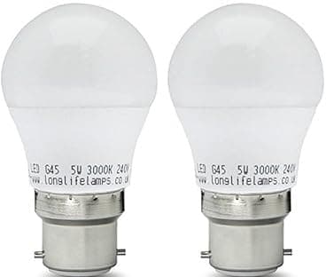Image of Long Life Lamp Company 2 x 5w mini LED Golf Ball Warm White Bayonet BC B22 Cap Light Bulb New Technology Frosted Cover 3000k