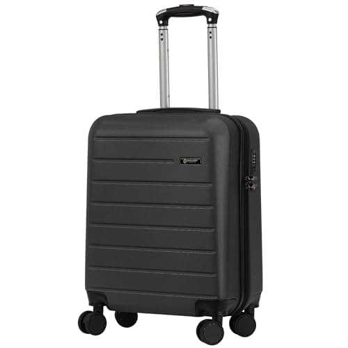 Image of Rocklands® Lightweight 4 Wheel Hard Shell Luggage Suitcase Rynair Cabin Travel Bag 55x40x20cm - ABS822 (Black)