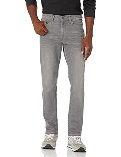 Image of Amazon Essentials Men's Slim-Fit Comfort Stretch Jeans - Discontinued Colours, Grey, 32W / 28L