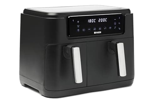 Image of Haden 9.5l Dual Air Fryer - Preheat And 12 Preset Cooking Functions, Sync Finish And Match Cook Technology – Multi-cooking Air Fryer For Healthy Oil-free Meals, 2400w, Black