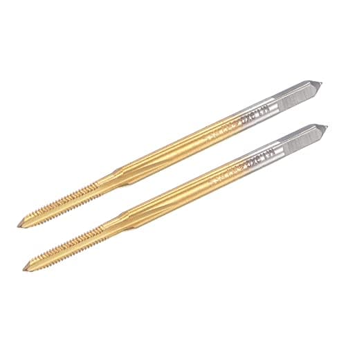Image of sourcing map Thread Tap Metric M1.9 x 0.4, Titanium Coated Cobalt HSS (High Speed Steel) 3 Straight Flutes Machine Mini Micro Screw Threading Tapping Repair Tool for Watches and Clocks, 2pcs