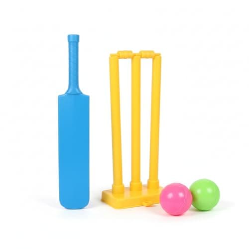 Image of Kids Cricket Set – Plastic Cricket Bat and Ball Set for Children | Complete Garden & Indoor Cricket Game Toy | Lightweight Outdoor Sports Kit with Bat, Balls, Stumps & Base for Boys & Gir