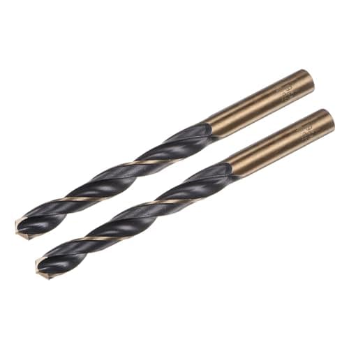 Image of sourcing map 2pcs Jobber Drill Bits 9.5mm (0.374") Black Nitride & Gold Titanium Coated M2 High Speed Steel (HSS) Twist Drill Bits for Stainless Steel Aluminum Alloy Metal