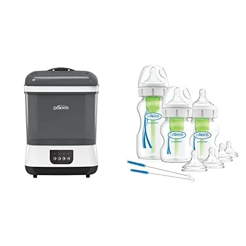 Image of Dr. Brown’s™ Bottle Steriliser and Dryer & Options+ Anti Colic Baby Bottle, Wide Neck, Starter kit