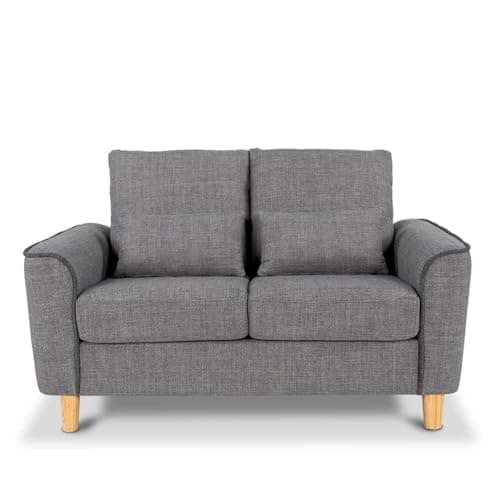 Image of Hroth Fabric 2seater Sofa with 2 Pillows,Soft and Highly Elastic Loveseat Sofa,2 Seater Couch Suitable for Living Rooms, Bedrooms and Apartments,Light Grey