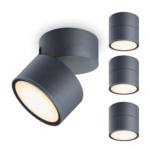 Image of GX53 Ceiling Lights 4 Pack,IP65 Waterproof Ceiling Spotlights with 90° Swivel,Aluminium Surface-Mounted Downlights for Ceiling,Suitable for Living Room,Bedroom,Bathroom,Hallway,Balcony,Anthracite