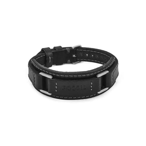 Image of Fossil Machine Men's Black Leather Bracelet, JF04950040