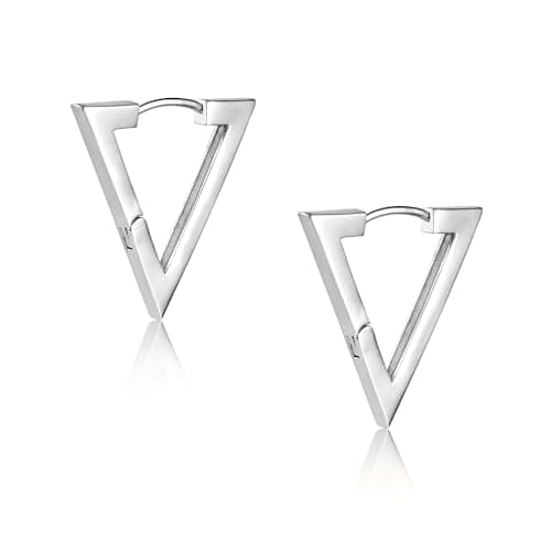 Image of ALEXCRAFT Sterling Silver Earrings for Women Triangle Earrings for Women Triangle Hoop Earrings Silver Jewellery