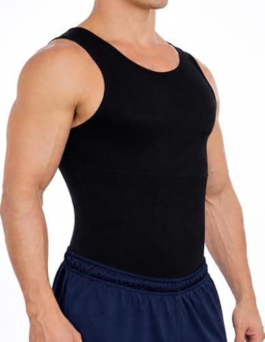 Image of Esteem Apparel New Mens Compression Shirt Slimming Body Shaper Undershirt (Black, XXL)