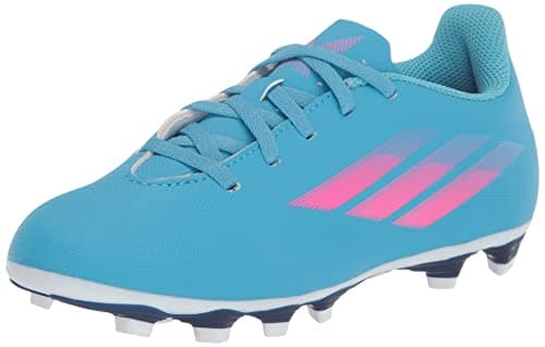 Image of adidas X Speedflow.4 Flexible Ground Soccer Shoe, Sky Rush/Team Shock Pink/Legacy Indigo, 3 US Unisex Little Kid