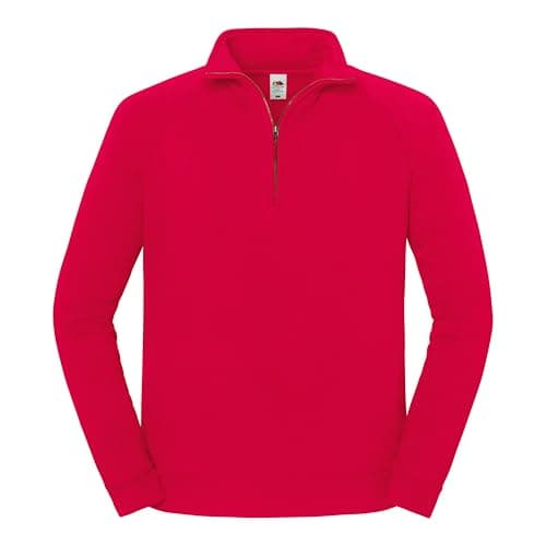 Image of Fruit of the Loom Iconic Premium Zip Neck Sweat Red