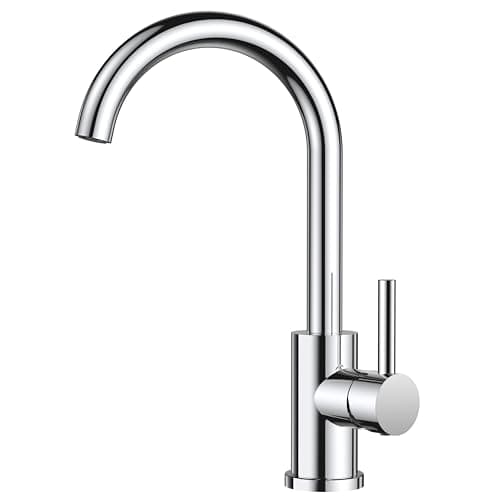 Image of FORIOUS Kitchen Tap, Kitchen Sink Taps Mixer, 360 Swive Stainless Steel Monobloc 1 Hole with Single Lever, Ploished Chrome