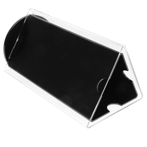 Image of COMPUKAS Menu Holder Stand 3-sided with Visibility Rotatable Acrylic Sleek Black Tabletop Sign Display for Hotels and Restaurants