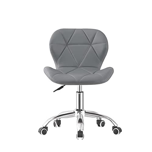 Image of TRIOBLADE Office Desk Chair Adjustable Height Computer Swivel Chairs PU Leather Ergonomic Chair Comfortable Modern Home Chair with Chrome Base and 360° Castors for Home Office (Grey)