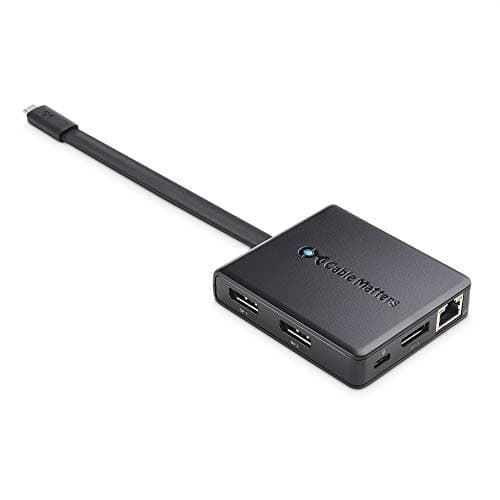 Image of Cable Matters Triple Monitor USB C Hub (USB C Dock) with 3x DisplayPort, USB-A and USB-C, Gigabit Ethernet, and 100W Charging - Thunderbolt 3 and Thunderbolt 4 Port Compatible for Windows