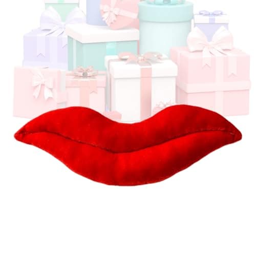 Image of Red Decorative Lip-Shaped Cushions - 3D Soft Velvet Decorative Cushion | Velvet Decorative Cushions, Valentine's Day for Sofa Bed Living Room Bedroom Armchair And