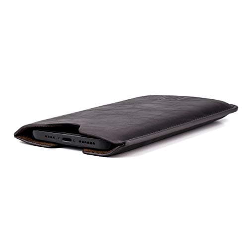 Image of Dockem Executive Sleeve for iPhone 12-17 Pro Max, 14-16 Plus (6.7/6.9 inch) – Slightly Padded Premium Vegan Leather w/Microfiber Lining - Slim Slip-on Case [Dark Brown]