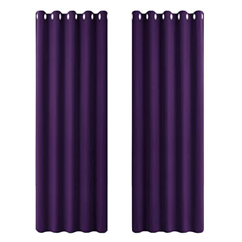 Image of PONY DANCE Blackout Window Curtains - Thermal Insulated Curtain Drapes for Home Decoration Eyelet Top Drapery for Large Wide Window, 1 Pair, W 66 Inch x L 90 Inch, Purple
