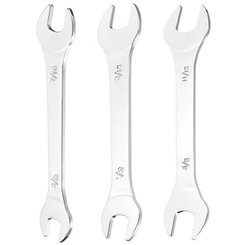 Image of sourcing map 3pcs Thin Open End spanners SAE, 3/8x7/16, 1/2x9/16, 5/8x11/16 Inches, Slim Wrench Tool for Tight Spaces Repair