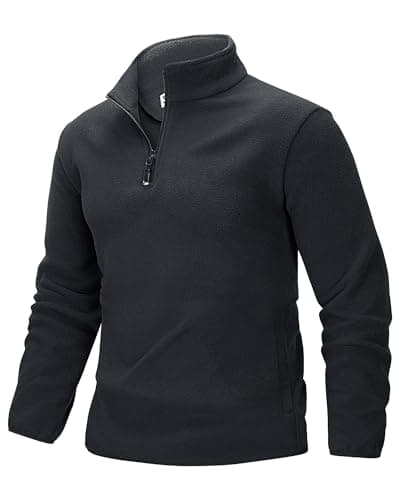 Image of 33,000ft Men's Fleece Pullover Warm Half Zip Microfleece Jacket Lightweight Outdoor Sweatshirt Thermal Top with 2 Pockets for Autumn Winter, Hiking, Work Charcoal Grey XL