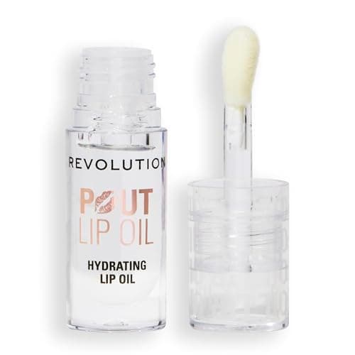 Image of Revolution, Pout Lip Oil, Nourishing Tinted Lip Oil, High Shine, Non-Sticky Finish, Vegan & Cruelty-Free, Lychee Clear, 4ml