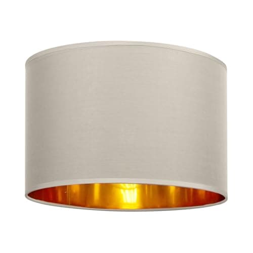 Image of GIGGI Fabric Lamp Shades with Golden Inner Light Shade Ceiling – Modern Lampshades for Ceiling Lights, Lamp Shades for Table Lamps, Floor Lamps, Living Room, Bedroom, Home Décor (Beige, 8")