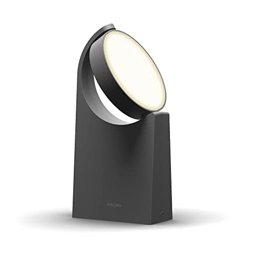 Image of Philips Mimosa Outdoor Path Light (7 W), Weatherproof Base Light with Moving Panel and Warm White LED Lighting, Anthracite
