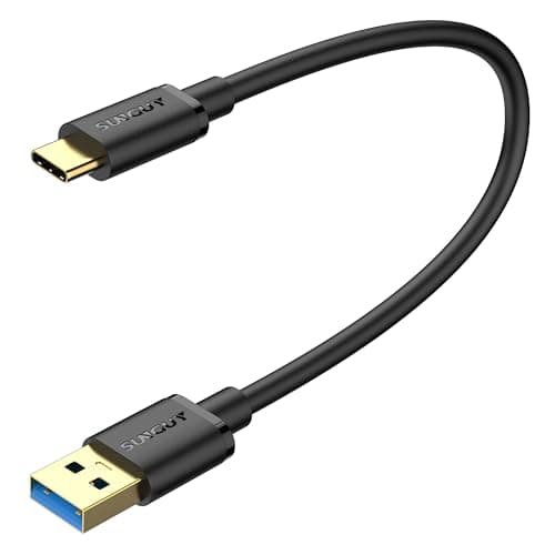 Image of SUNGUY Android Auto USB C Cable 1FT, USB 3.1 Gen 2 Short USB A to USB C 10Gbps Data Transfer Cable, 60W Fast Charging Compatible with Galaxy S23 S22 S21, iPad Pro, Pixel, External SSD, WD