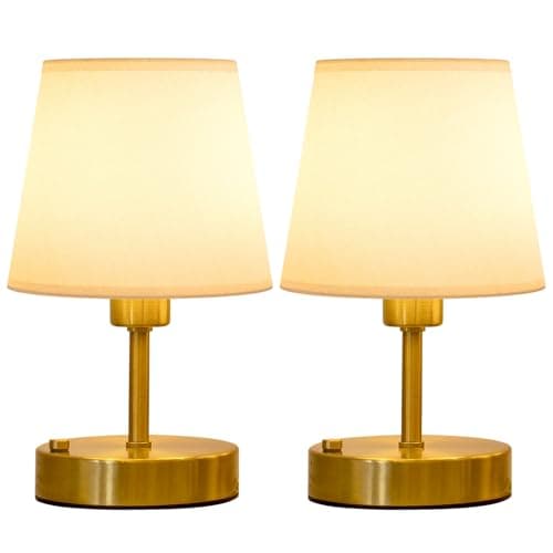 Image of EppieBasic Rechargeable Table Lamp Cordless: Fast Charging & Long Lasting - 2700K Warm Light Vintage Small Gold Lamps for Women Housewife - Living Room Bedroom - 2 Pack