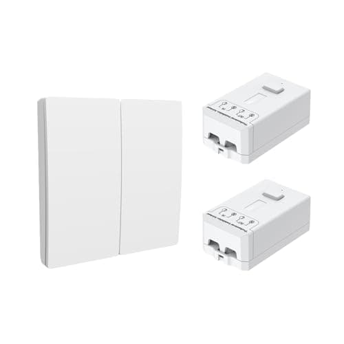 Image of ENERJ 2 Gang Wireless Kinetic Switch, White with 2 Non Dimmable 5A RF Receiver Eco Range