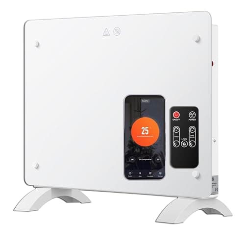 Image of DONYER POWER 1000W Small Convector Heater, Ultra-thin Wall-mounted or Freestanding, 24H Timer Remote Controlled Operated with WIFI Connection, Ultra-white Glass Panel